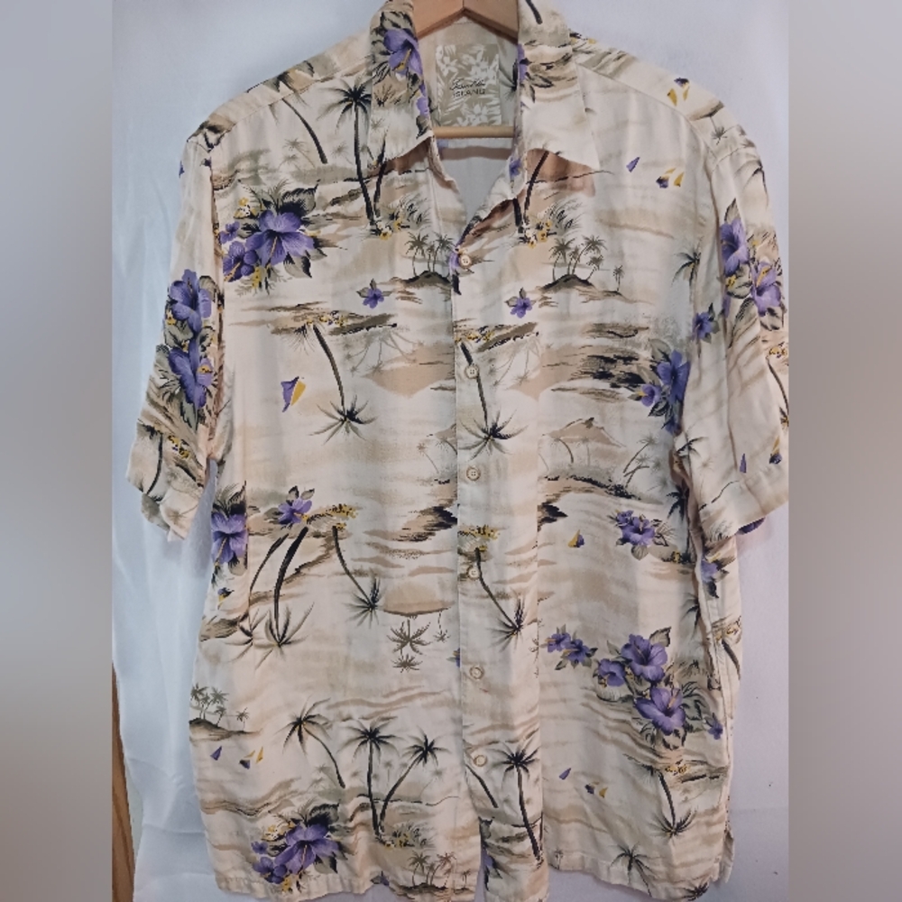SILK LINEN Hawaiian Shirts Mens XL Set of 2